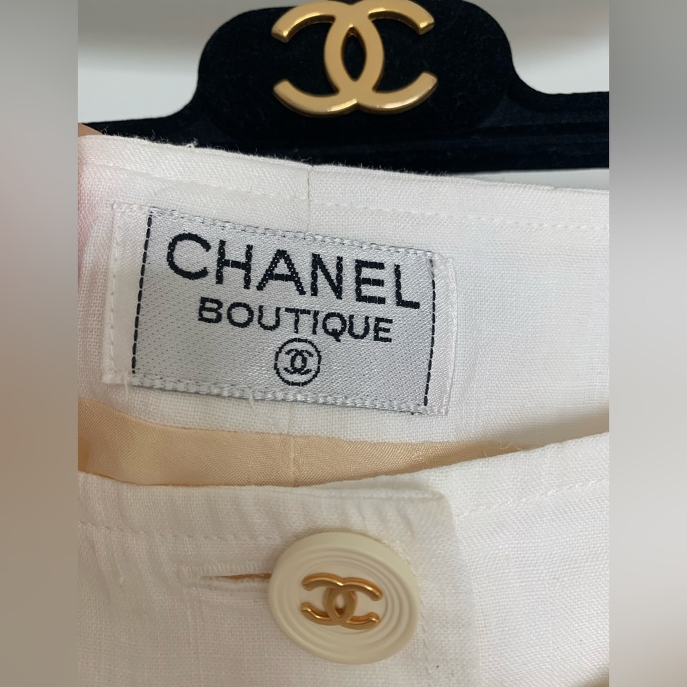CHANEL Pre-Owned Linen 
Sailor flared cropped pants